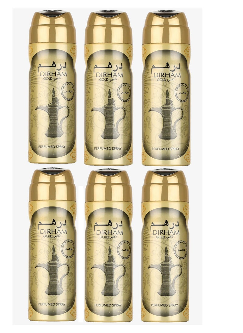 Dirham Dirham Body Perfumed Spray Gold 200ml (Pack of 6)  - Image 1
