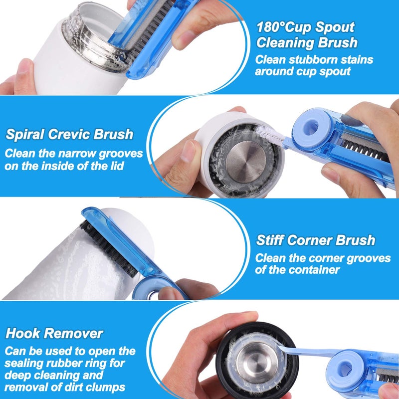 Xangnier 4 In 1 Multifunctional Cleaning Brush 3 Pack Water Bottle Cleaner Brush Bottle Gap Cleaner Brush Cup Cover Cleaning Brush Cup Crevice Cleaning Tools Home Kitchen Cleaning Tools - Image 5