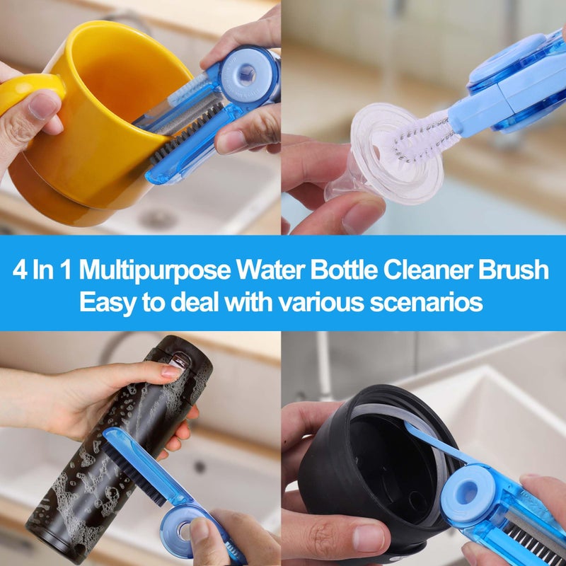 Xangnier 4 In 1 Multifunctional Cleaning Brush 3 Pack Water Bottle Cleaner Brush Bottle Gap Cleaner Brush Cup Cover Cleaning Brush Cup Crevice Cleaning Tools Home Kitchen Cleaning Tools - Image 3