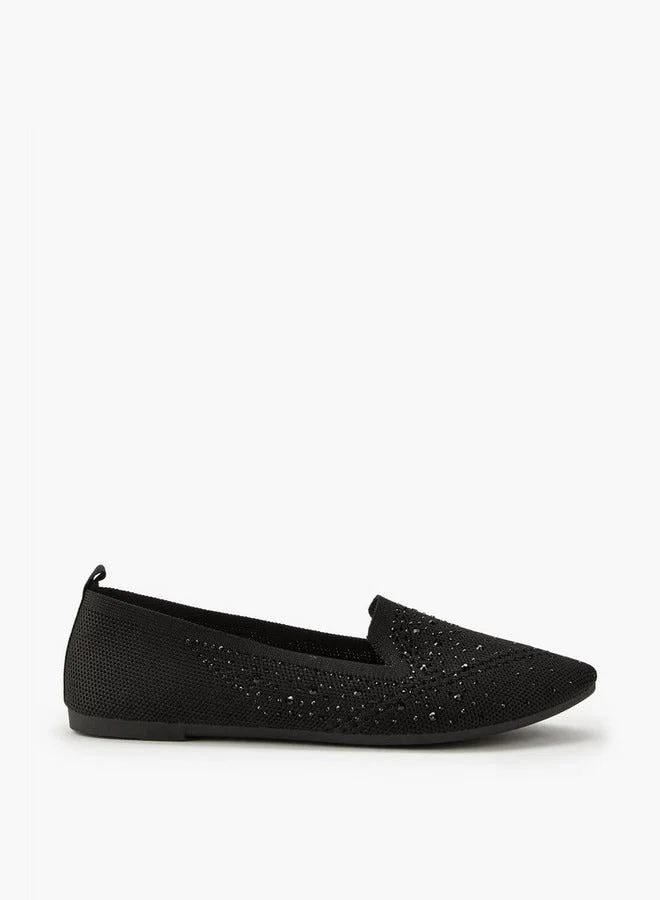 Flora Bella By Shoexpress Embellished Slip-On Ballerina Shoes with Pull Tab
