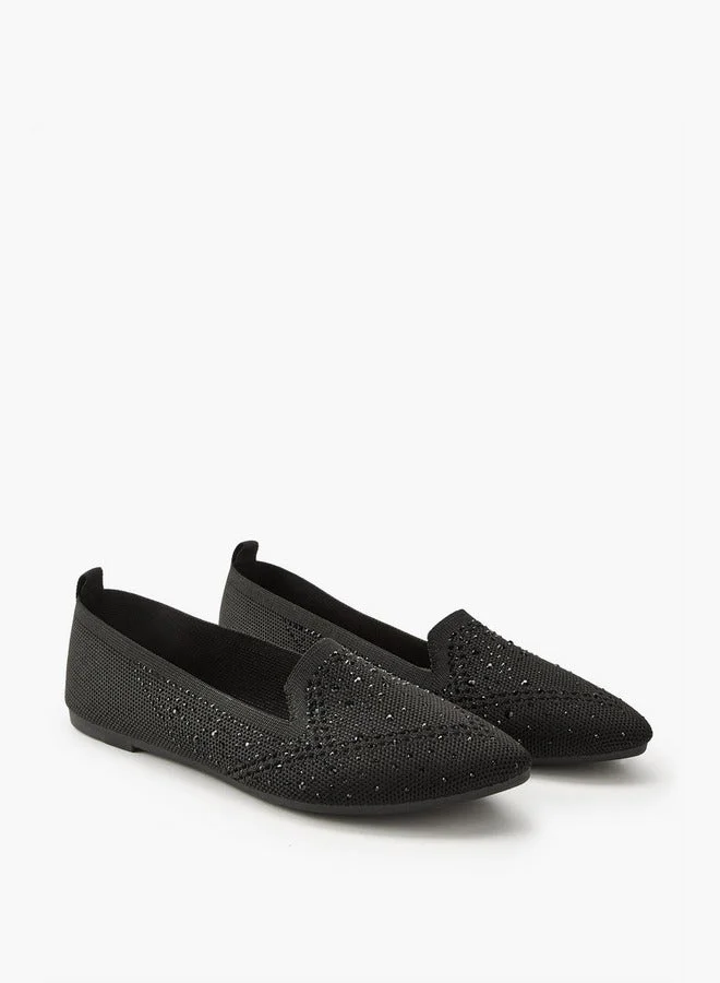 Flora Bella By Shoexpress Embellished Slip-On Ballerina Shoes with Pull Tab