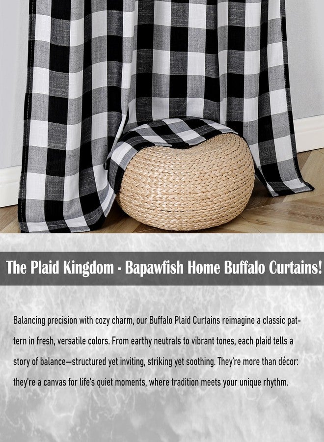 Bapawfish Buffalo Plaid Black White Curtain Panels 84 Inch Length,Farmhouse Semi Sheer Drapes,Rustic Rod Pocket Window Treatment for Bedroom Living Room(2 Panels,40"x84",Black) - Image 2