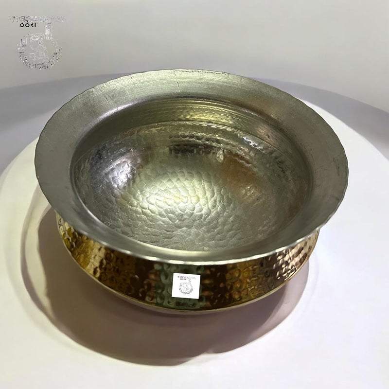 THATHERA Handi Brass Sipri with Hammered Shinny Finish for Cooking Serving Handi Tope Biryani Pot 4 litres Brass 4 LTR by THATHERA  - Image 3