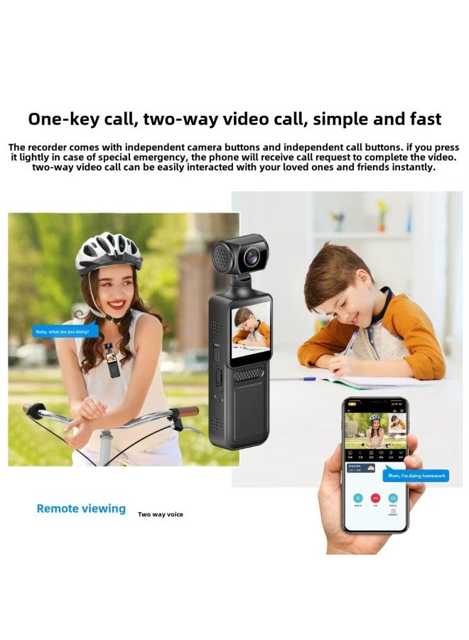 Generic Ultra-clear 4G Sports Pocket Camera One-key Video Call 180-degree Rotating Lens Creative Compact Portable Belt-Color:Standalone + 64g Memory Card  - Image 4