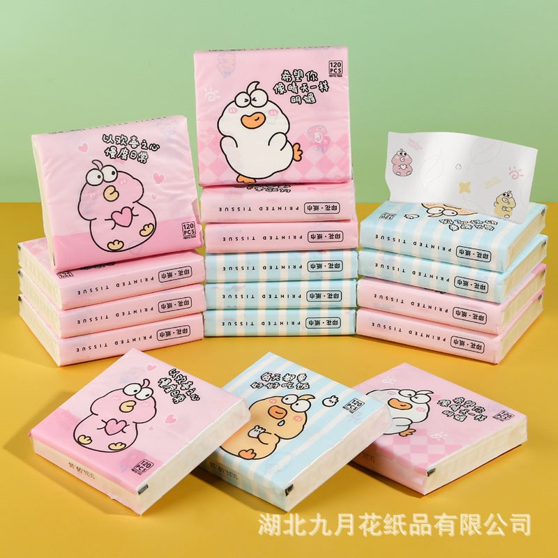 30 Pack Portable Printed Paper Towels Raw Wood Pulp Wet Water Drawable Paper Students Children Flexible Cartoon Artistic Facial Tissue - Image 1