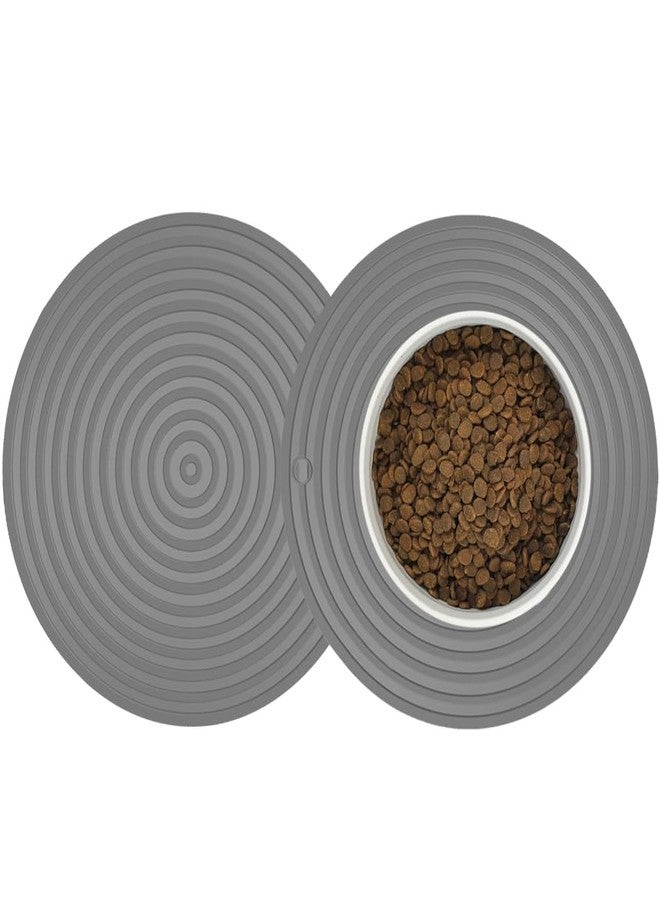 Metopets 2 Pack Silicone Pet Food Mat, Small Rubber Mat for Dog Bowl, Cat Food Mat, Cat Bowl Mat Placemat Prevent for Food and Water Overflow, 9.5"x9.5" - Image 1
