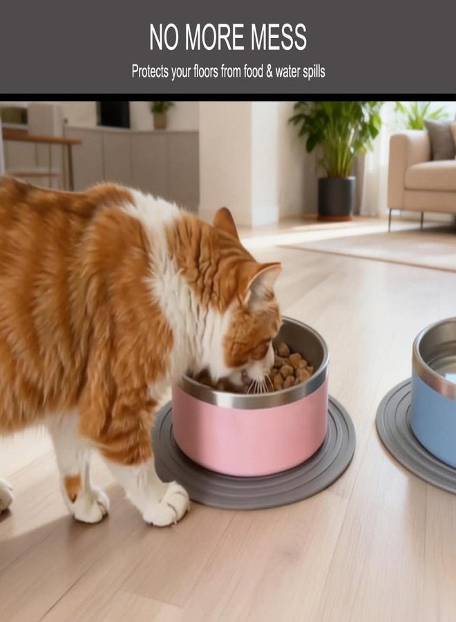Metopets 2 Pack Silicone Pet Food Mat, Small Rubber Mat for Dog Bowl, Cat Food Mat, Cat Bowl Mat Placemat Prevent for Food and Water Overflow, 9.5"x9.5" - Image 2