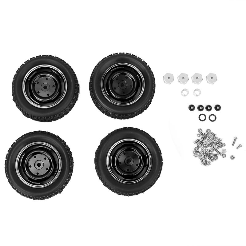 Metal 4 Hole U shaped Tire Rubber Tires Aluminum Alloy Rims Fit for MN D90 MN-91 FJ-45(Black MN-024BL ) - Image 5