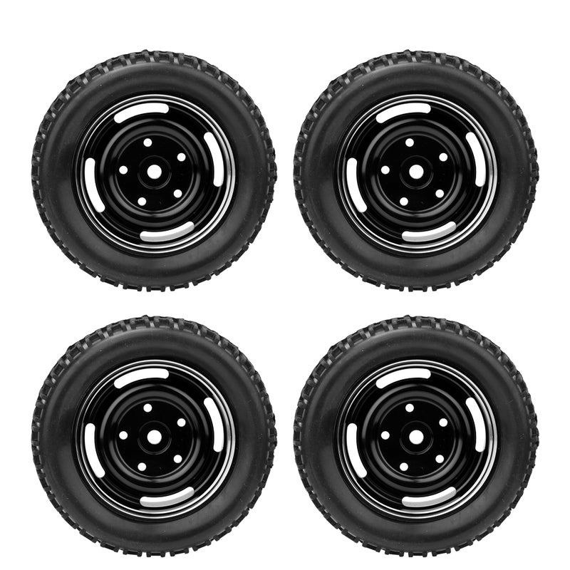 Metal 4 Hole U shaped Tire Rubber Tires Aluminum Alloy Rims Fit for MN D90 MN-91 FJ-45(Black MN-024BL ) - Image 1