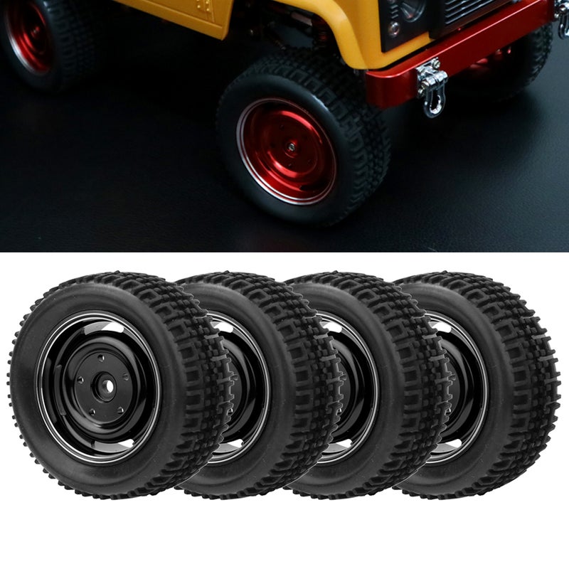 Metal 4 Hole U shaped Tire Rubber Tires Aluminum Alloy Rims Fit for MN D90 MN-91 FJ-45(Black MN-024BL ) - Image 2