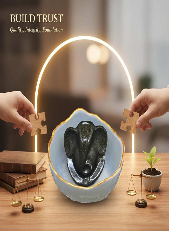 SHIVAMAGATE Natural Certified Pyrite Ganesha Idol with Selenite Orgone Charging Bowl Handmade Lord Ganpati Murti for Vastu,Wealth & Success,Spiritual Crystal Showpiece for Home, Pooja & Office, Decor - Image 5