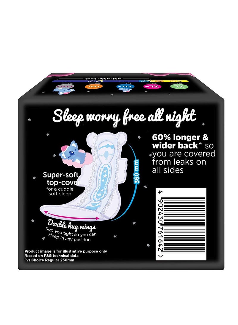 وسبير فوط صحية ناعمة من بينداز نايتس كوالا، 10 فوط XXL+، تسرب حتى 0%، ظهر أطول وأعرض بنسبة 60%، طبقة علوية فائقة النعومة، أجنحة عناق مزدوجة، غلاف للاستعمال مرة واحدة، للنساء - Image 3