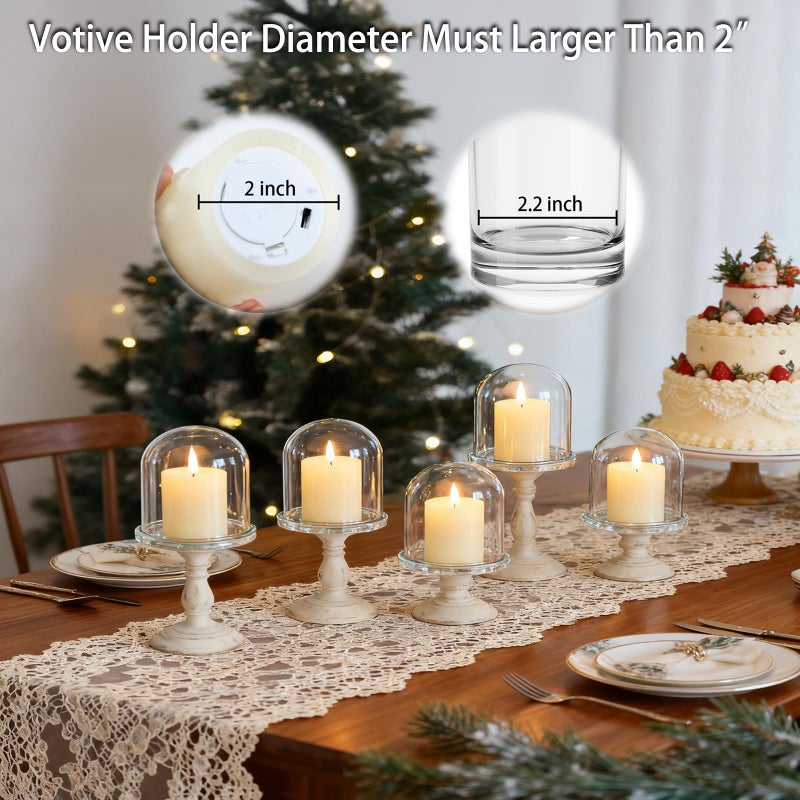 Lezonic Flameless Votive Candles Battery Operated with Remote and Timer, Pack of 6 (D:2" X H:2") LED Ivory White Long Lasting Flickering Wax Candles with Realistic 3D Flame - Image 2