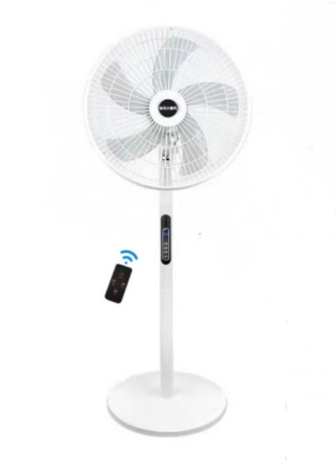21 Inches 5 Leaf Adjustable Height 8 Speed Stand Fan With REMOTE and Timer,White