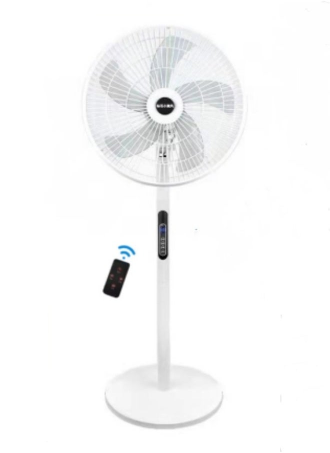 21 Inches 5 Leaf Adjustable Height 8 Speed Stand Fan With REMOTE and Timer,White