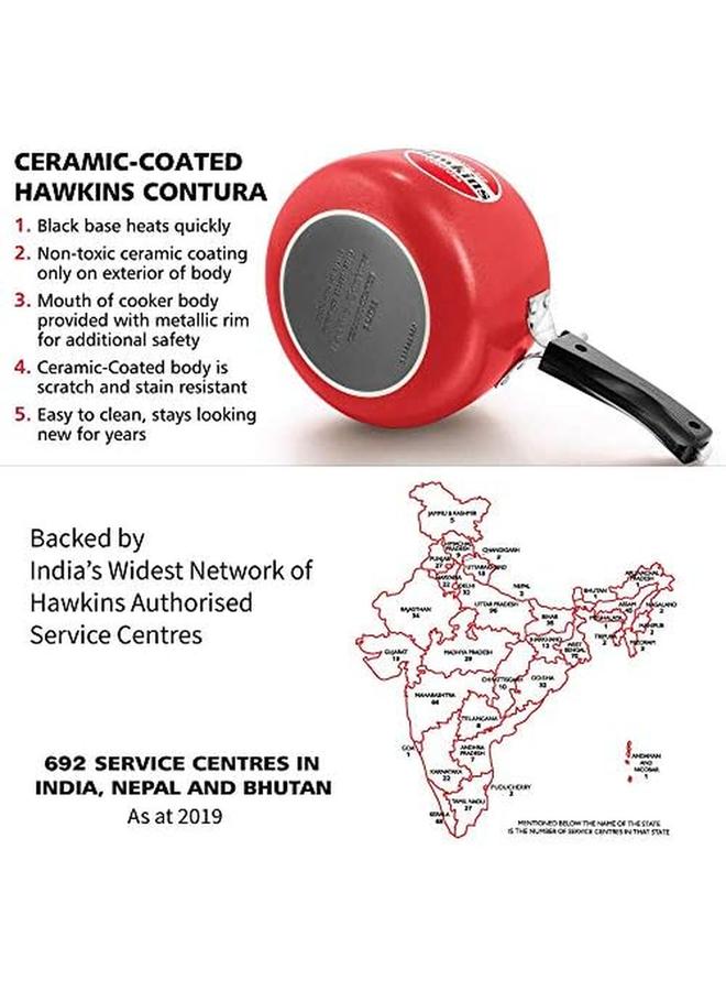 هوكينز طنجرة ضغط كونتورا مطلية من السيراميك Ctr30 Ctr 30 سعة 3 لتر باللون الأحمر - Image 3