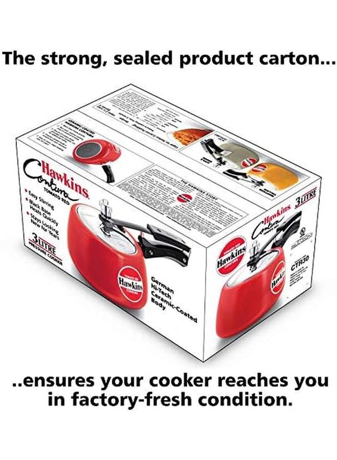 هوكينز طنجرة ضغط كونتورا مطلية من السيراميك Ctr30 Ctr 30 سعة 3 لتر باللون الأحمر - Image 4