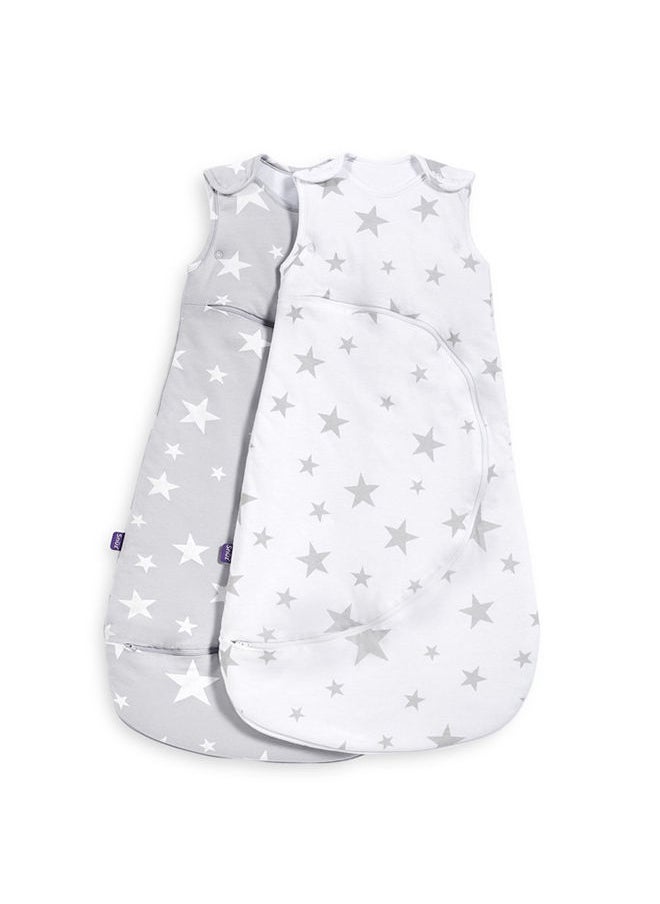 Snuz Pouch Sleeping Bag For Infant And Baby Clever Nappy Change Zip 100% Cotton For Temperatures Within 24 - 27 Celsius Suitable From 0 To 6 Months Maximum Baby Length 68 Cm Grey Star  - Image 4