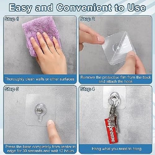 VONITY Screw Wall Hooks Sticker Heavy Duty self Adhesive Hooks Heavy Duty Bedroom Screw Without DrillWall Mounted HolderHooks Hanging Strong Hooks adhesiv Sticking for Wall Heavy Duty 58426 - Image 3
