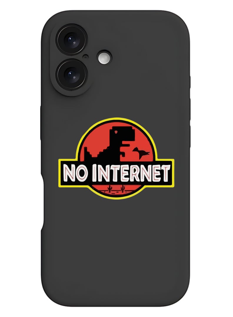 Theodor iPhone 16 Black Protective Slim Fit Case Liquid Silicone Cover with Full Body Protection Anti-Scratch Shockproof Case For iPhone - No Internet - Image 1