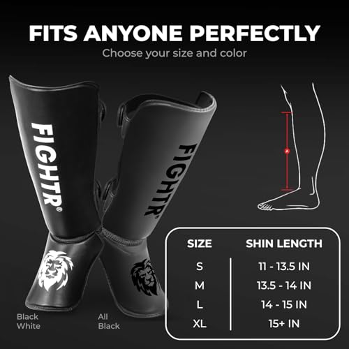 FIGHTR® Shin Guards - with a and Ideal Padding | Thick shin Protection for Kicks in Kickboxing, MMA, Muay Thai and Other Martial Arts - Image 2