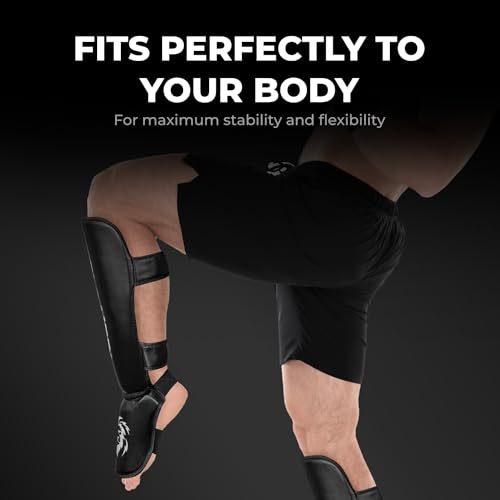 FIGHTR® Shin Guards - with a and Ideal Padding | Thick shin Protection for Kicks in Kickboxing, MMA, Muay Thai and Other Martial Arts - Image 4