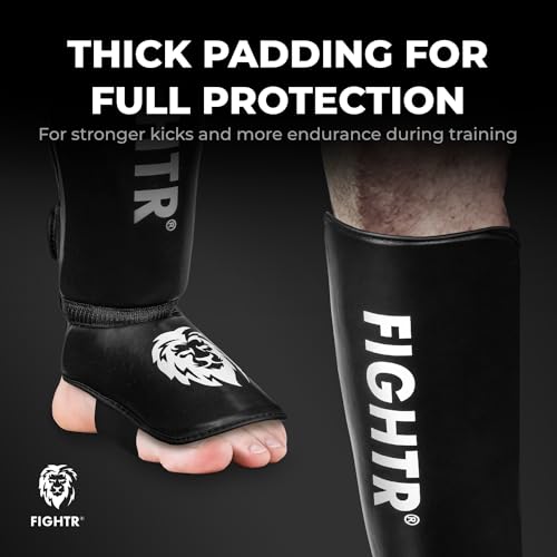 FIGHTR® Shin Guards - with a and Ideal Padding | Thick shin Protection for Kicks in Kickboxing, MMA, Muay Thai and Other Martial Arts - Image 3