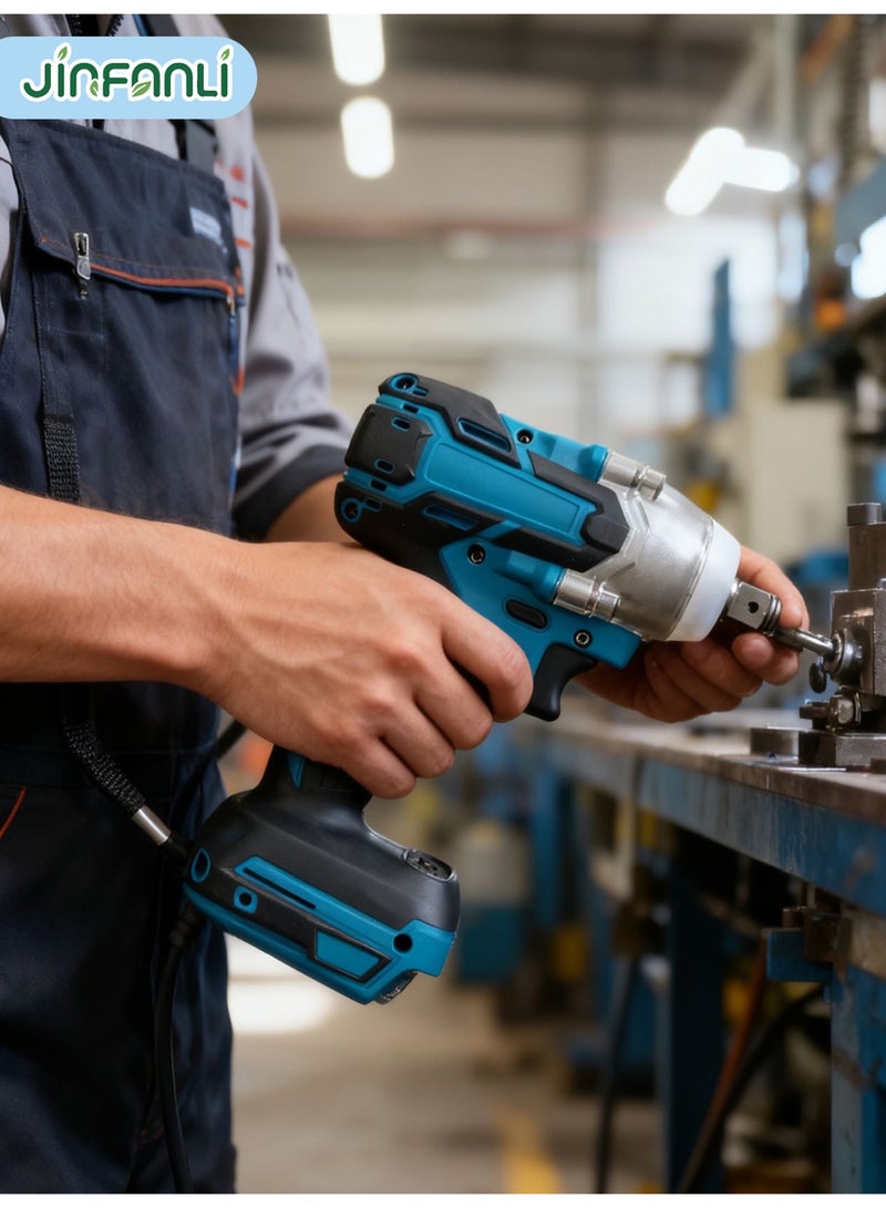 JINFANLI Brushless cordless impact wrench, 70 Nm torque, suitable for car tires, high and low voltage power tools. High torque performance and versatile accessories instantly boost your work efficiency. (Note: Only one bare unit is available.) - Image 4