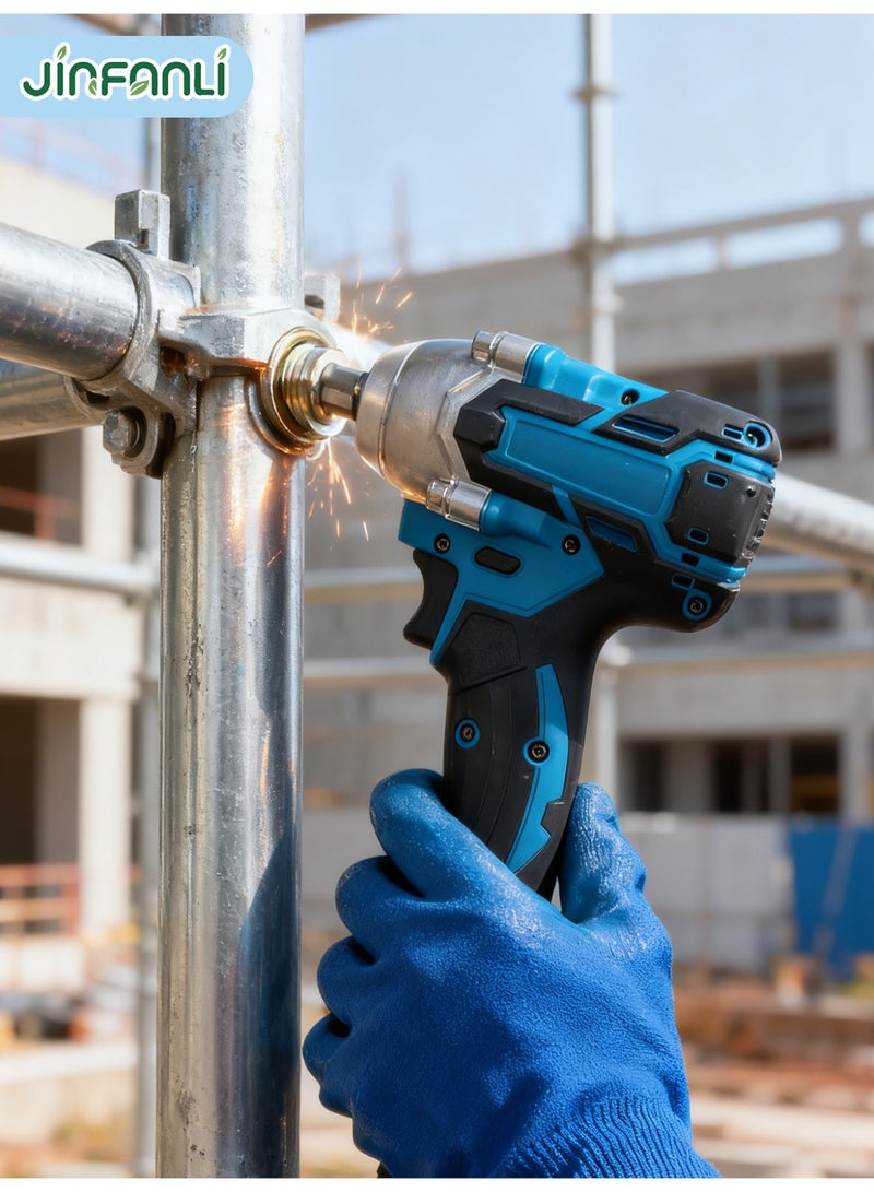 JINFANLI Brushless cordless impact wrench, 70 Nm torque, suitable for car tires, high and low voltage power tools. High torque performance and versatile accessories instantly boost your work efficiency. (Note: Only one bare unit is available.) - Image 3