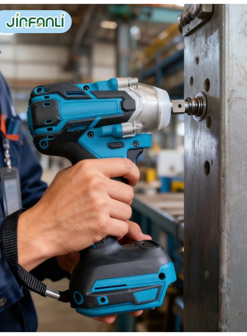 JINFANLI Brushless cordless impact wrench, 70 Nm torque, suitable for car tires, high and low voltage power tools. High torque performance and versatile accessories instantly boost your work efficiency. (Note: Only one bare unit is available.) - Image 2