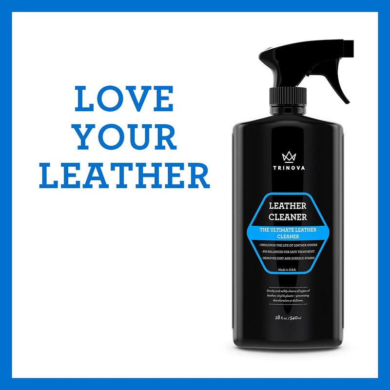 TriNova Leather Cleaner for Couch, Car Interior, Bags, Jackets, Saddles. Safe for use in Home or Car, Microfiber Included 18oz - Image 4