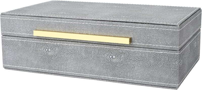 XIGEXIGE Grey Shagreen box Faux Leather Decorative Box,Keepsake And Memory Storage Small Decorative Boxes with Lids for Modern Home Decor Jewelry Box Organizer - Image 2