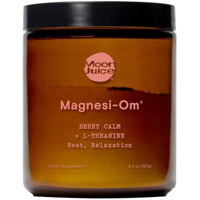Moon Juice Magnesi-Om Magnesium Powder Supplement - Chelated Magnesium Complex + L-Theanine Blend for Rest, Relaxation & Regularity - Vegan, Non-GMO & No Sugar, Berry, 4.2 oz, 30 Servings - Image 1