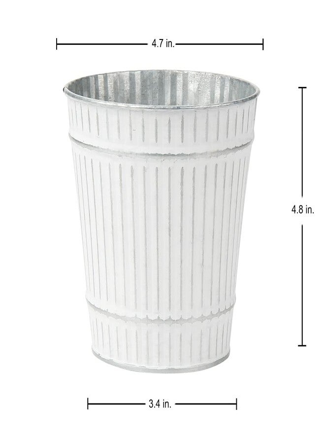 Briful 4.7" Galvanized Tin Planter Galvanized Metal Pail Rustic Decorative Metal Buckets Vintage Style Country Wedding Home Table Centerpiece Decorations Set of 6 - Image 2