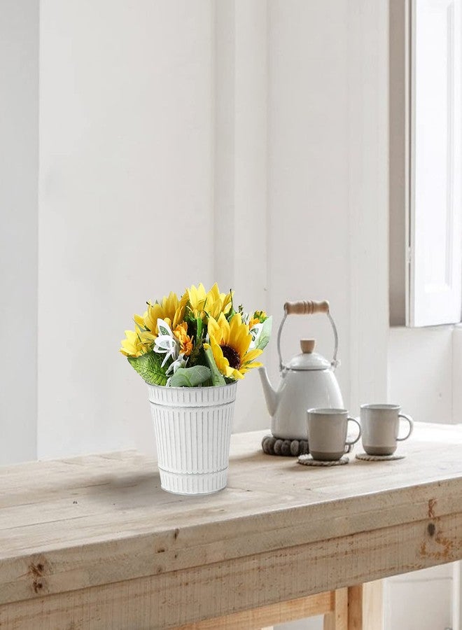 Briful 4.7" Galvanized Tin Planter Galvanized Metal Pail Rustic Decorative Metal Buckets Vintage Style Country Wedding Home Table Centerpiece Decorations Set of 6 - Image 5