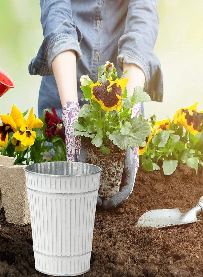 Briful 4.7" Galvanized Tin Planter Galvanized Metal Pail Rustic Decorative Metal Buckets Vintage Style Country Wedding Home Table Centerpiece Decorations Set of 6 - Image 3