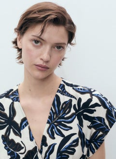 MANGO Printed Linen Jumpsuit With Belt  - Image 4