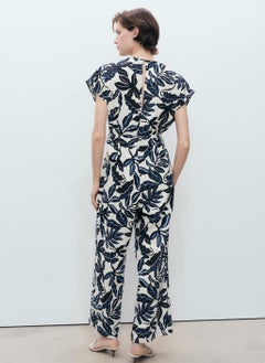 MANGO Printed Linen Jumpsuit With Belt  - Image 2