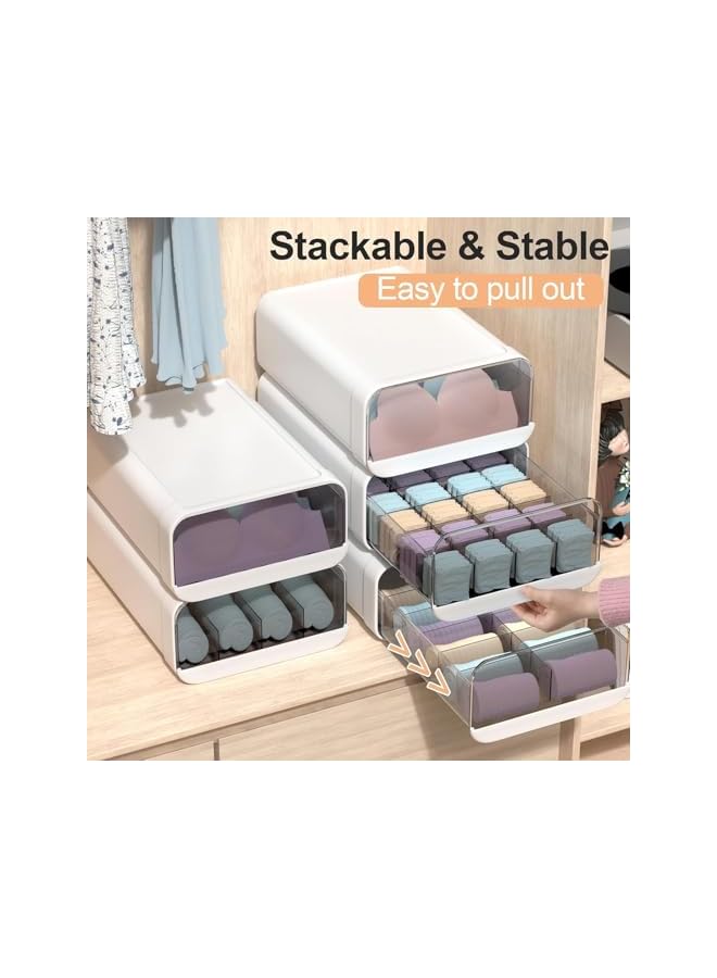 Green Tiger Socks Underwear Drawer Organizer Dividers,24 Cells Plastic Sock Underwear Storage Drawer,Stackable Closet Organizers and Wardrobe Storage Box for Bras,Socks,Panties,Ties (24 Grids) - Image 5