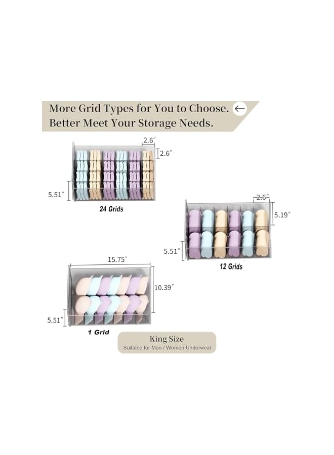 Green Tiger Socks Underwear Drawer Organizer Dividers,24 Cells Plastic Sock Underwear Storage Drawer,Stackable Closet Organizers and Wardrobe Storage Box for Bras,Socks,Panties,Ties (24 Grids) - Image 2