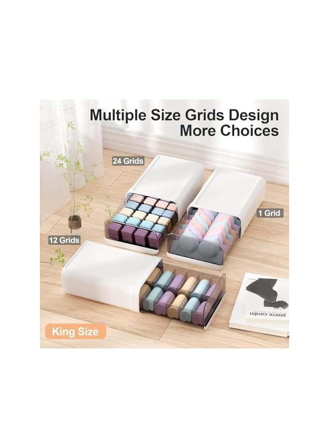 Green Tiger Socks Underwear Drawer Organizer Dividers,24 Cells Plastic Sock Underwear Storage Drawer,Stackable Closet Organizers and Wardrobe Storage Box for Bras,Socks,Panties,Ties (24 Grids) - Image 4