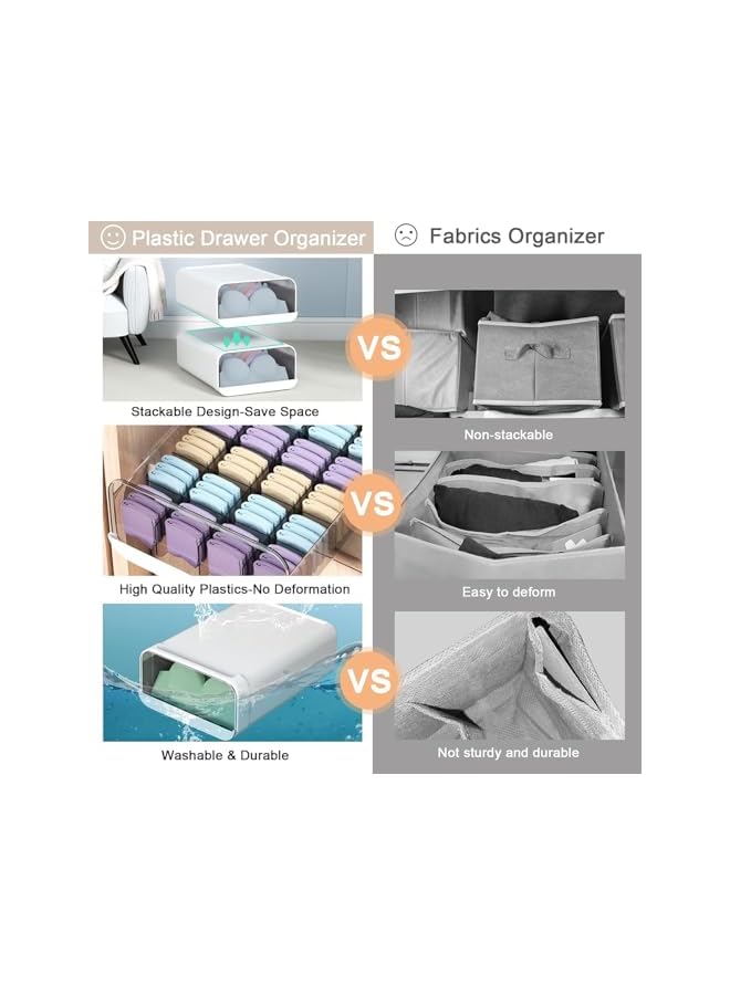 Green Tiger Socks Underwear Drawer Organizer Dividers,24 Cells Plastic Sock Underwear Storage Drawer,Stackable Closet Organizers and Wardrobe Storage Box for Bras,Socks,Panties,Ties (24 Grids) - Image 3