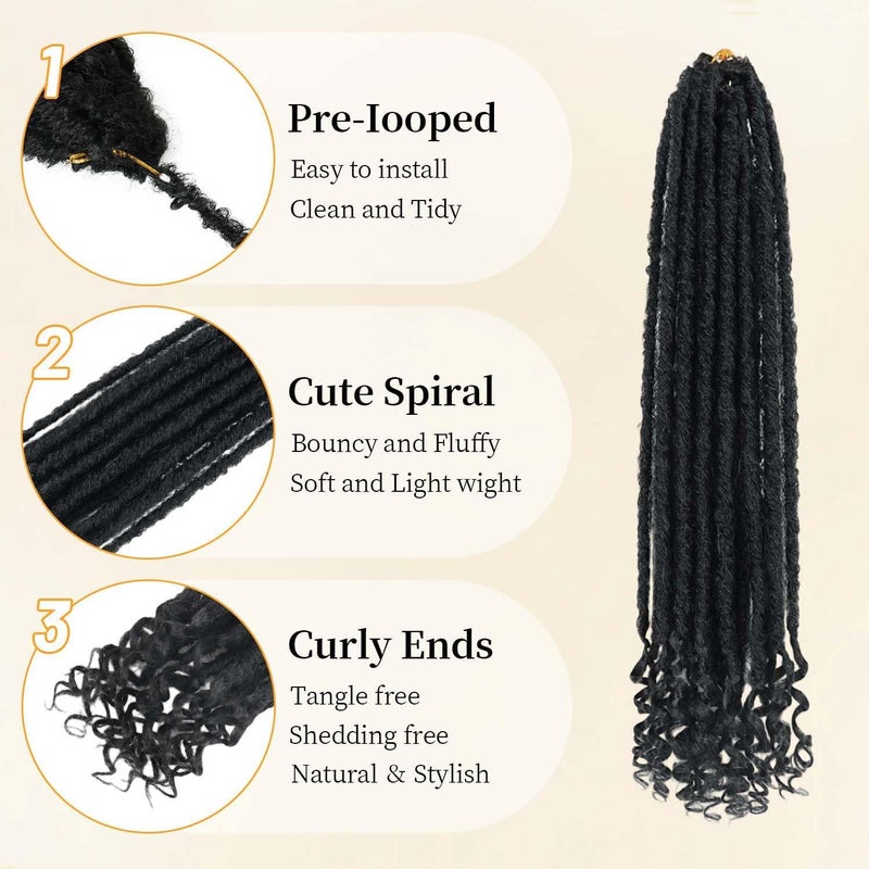 MODERN QUEEN 20 Inch Goddess Faux Locs Crochet Hair 6Packs Straight Goddess Locs with Curly Ends Synthetic Crochet Hair Braids for Women(1B#) - Image 5