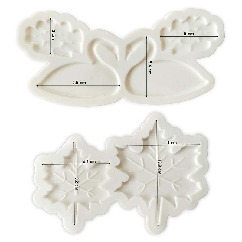 MoldBerry Garnising Mold Making Swan Shape Snow Flake Shape Silicone Garnish Mold Chocolate Mould Candy Crayons Fondant Resin Cake Decoration Tools for DIY Dessert Decoration Garnish Pack 2 - Image 2