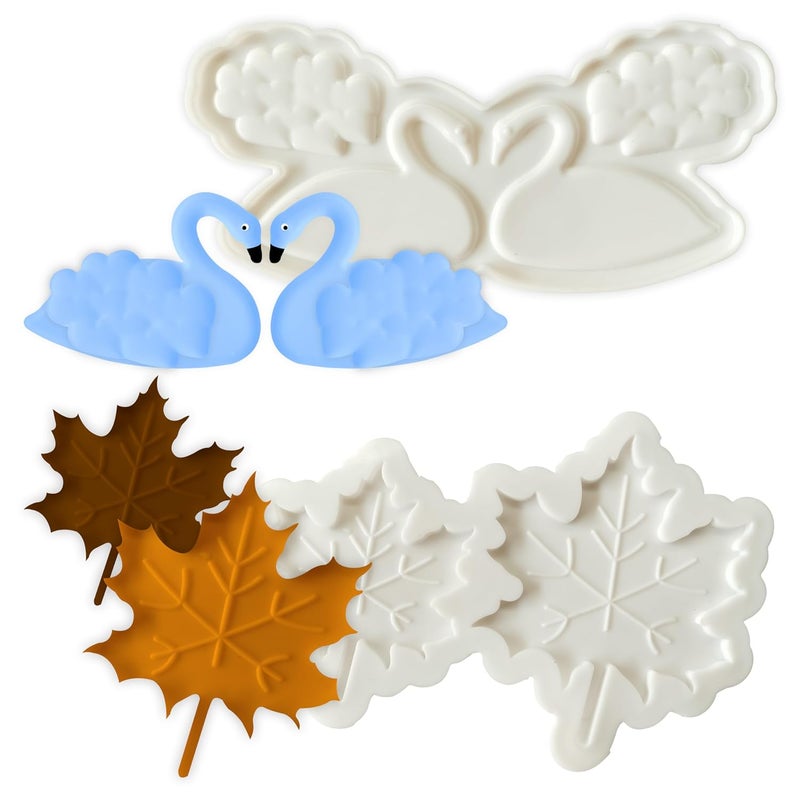 MoldBerry Garnising Mold Making Swan Shape Snow Flake Shape Silicone Garnish Mold Chocolate Mould Candy Crayons Fondant Resin Cake Decoration Tools for DIY Dessert Decoration Garnish Pack 2 - Image 1