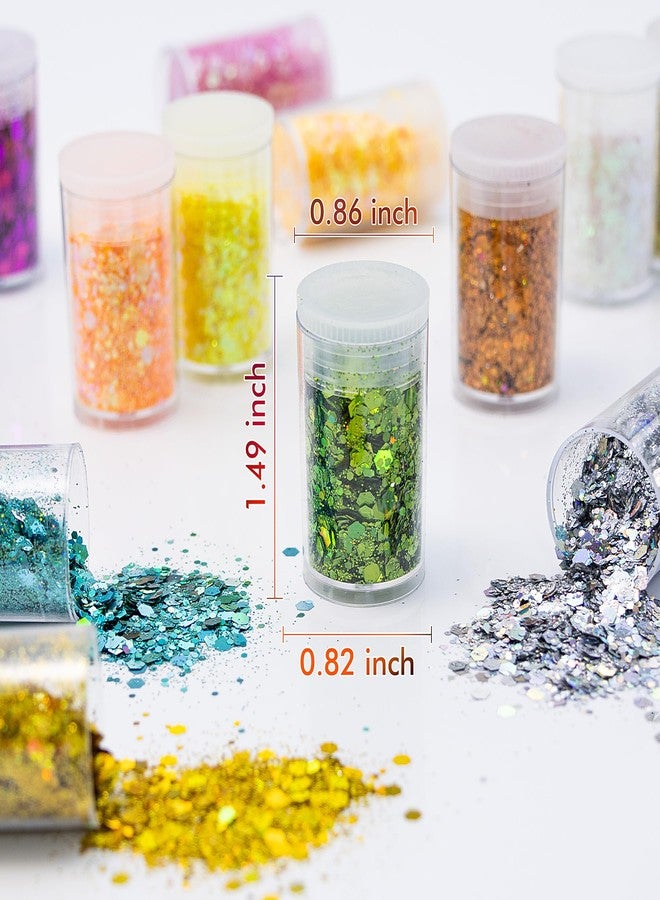 Estanoite Chunky and Fine Glitter Mix, 45 Holographic Chunky Sequins & Fine Powder Mix, Iridescent Glitter Flakes, Cosmetic Makeup Glitter for Face Body Eye Nail Art, Loose Glitter for Resin Epoxy - Image 3