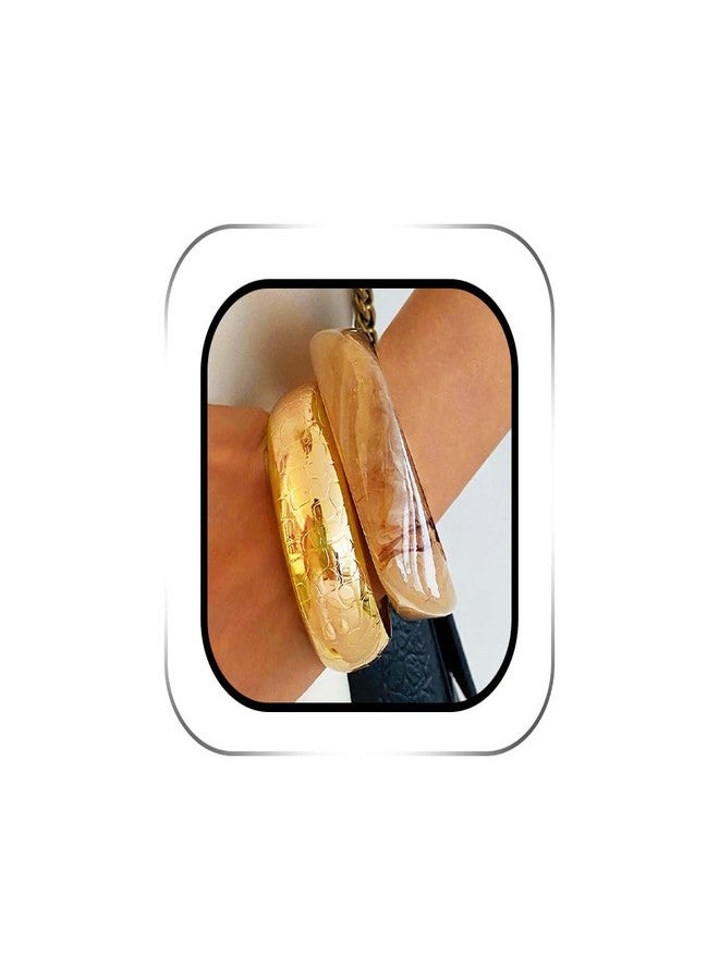 ACEDRE Chunky Acrylic Bangle Bracelet Gold Resin Statement Bangles Set for Women - Image 1