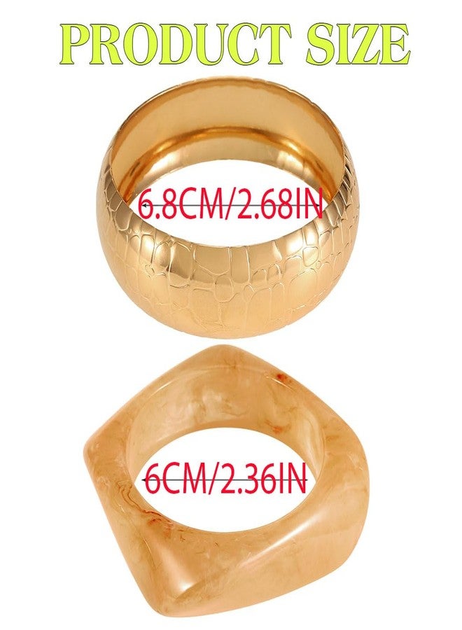ACEDRE Chunky Acrylic Bangle Bracelet Gold Resin Statement Bangles Set for Women - Image 4