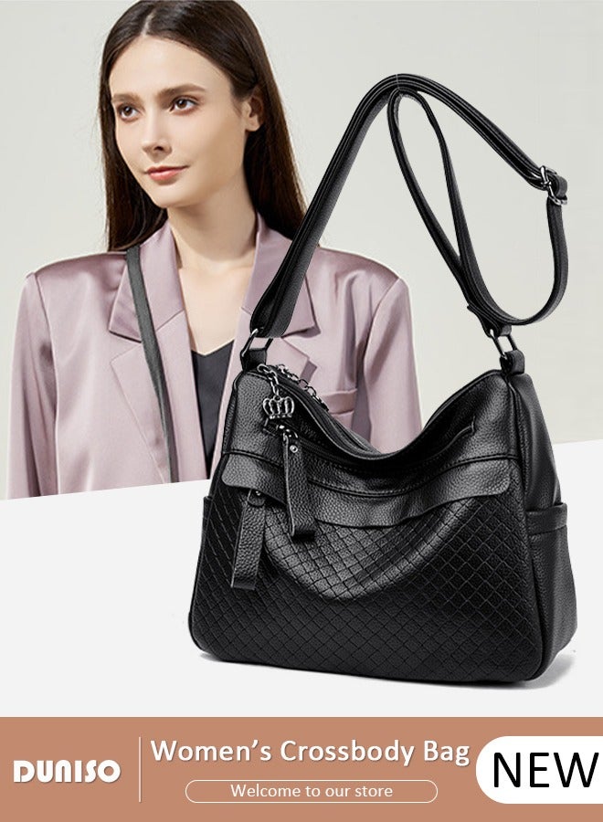 DUNISO Crossbody Bag For Women Waterproof Wear Resistant Shoulder Bag Large Capacity Softable Faux Leather Cross-body Pack With Adjustable Strap For Ladies  - Image 1