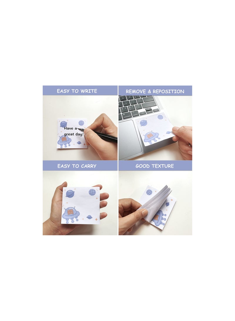 SYOSI Cute Sticky Notes, Little Bear Self-Adhesive Kawaii Sticky Notes, Cute Note Pads, Self-Stick Memo Pads for Students School Supplies Teacher Office Home Roommates Gifts, 50 Sheets/Pad, 9 Pads/Pack - Image 3